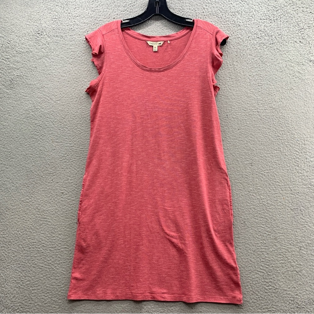 Toad & Co Heathered Pink Red Round Neck Short Flutter Sleeve Knit Dress Size XS
